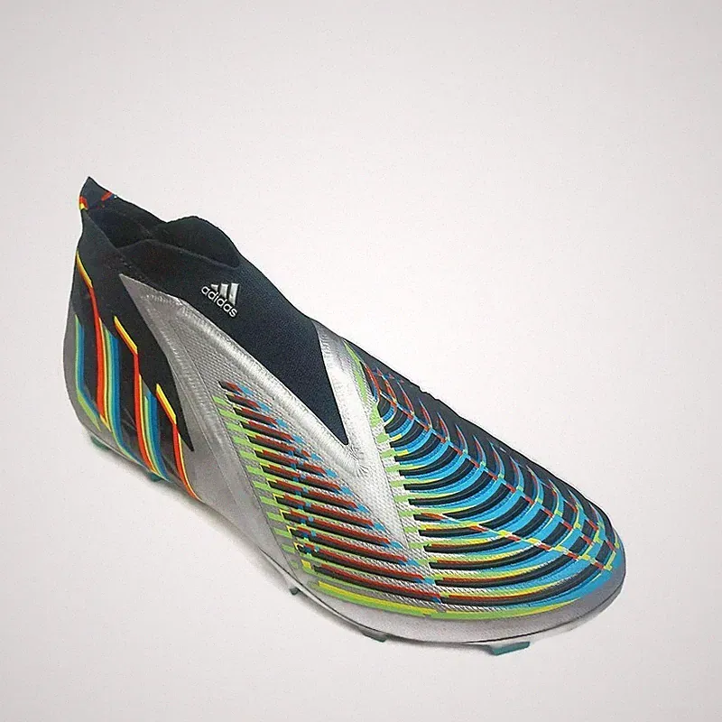 Adidas Mens 13 Predator Edge+ FG Firm Ground Soccer Shoes Metallic Silver Black