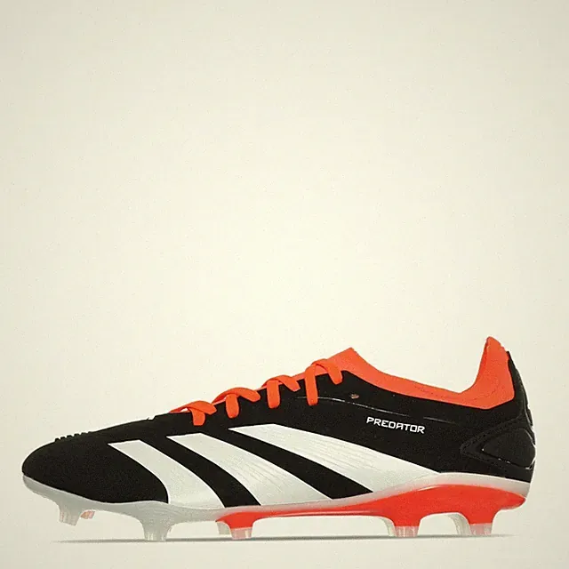 adidas Mens 5 PREDATOR 24 PRO FIRM GROUND SOCCER CLEATS Black/Solar Red IG7777