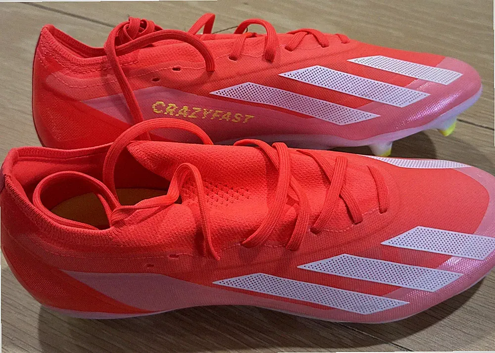 adidas Mens 9 X CRAZYFAST PRO FIRM GROUND CLEATS Solar Red/Yellow IG0600 NEW