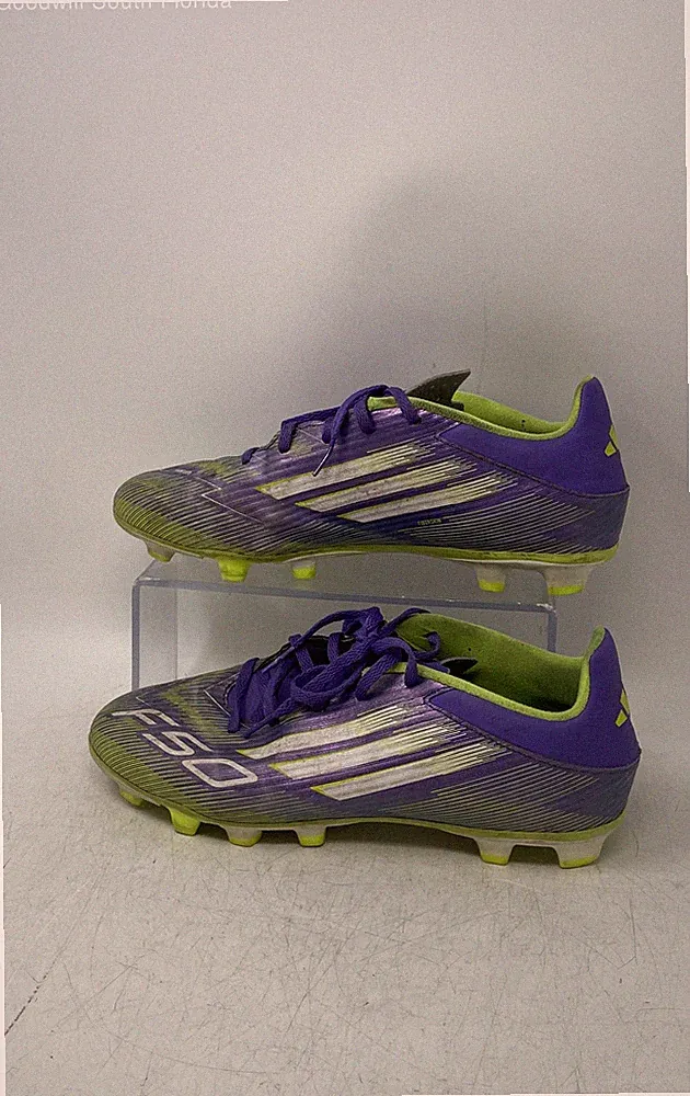 Adidas Mens F50 League FG/MG Purple Green Lace-Up Soccer Cleats Size 8