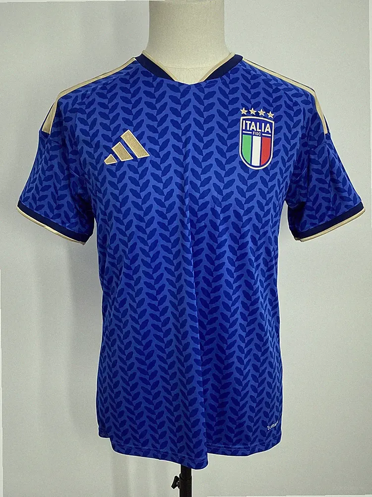 Adidas Mens Italy Authentic Soccer Jersey Blue/Gold Size M 26 Home Slim Fit