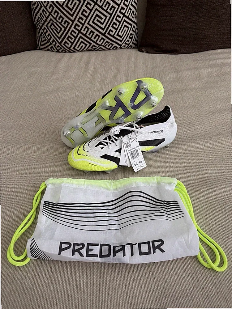 Adidas Mens Predator Elite SG JI1067 White Green Soccer Cleats size 13 US