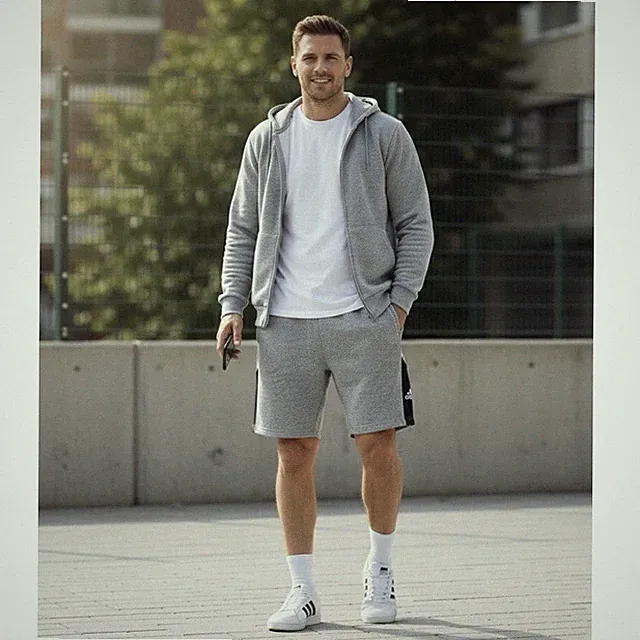 Adidas Mens Shorts Size Large Gray Fleece Sweatshorts Athletic Gym Pockets