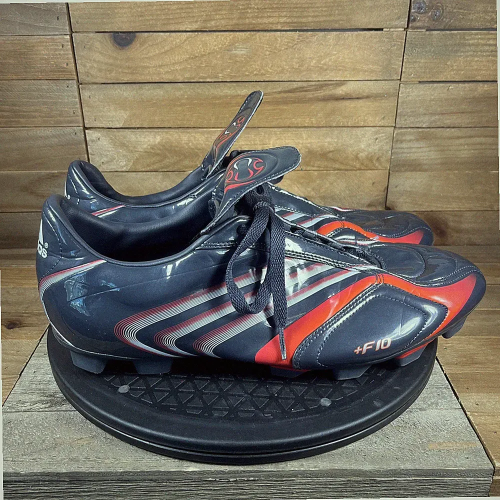 Adidas Mens Size 12 F10 Traxion Blue Red Lace Up Soccer Shoes Cleats Vintage