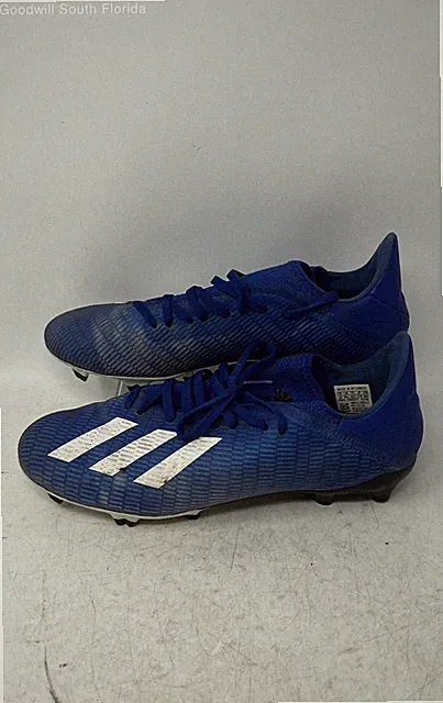 Adidas Mens X 19.3 FG EG7130 Blue Leather Lace-Up Soccer Cleats Size 9