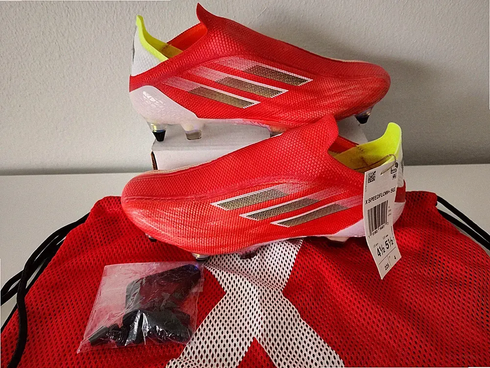 Adidas Mens X Speedflow+ SG Soft Ground Laceless Soccer Cleats Red Sz 4.5 FY3350