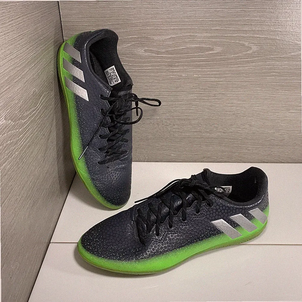 Adidas Messi 16.3 Indoor Soccer Cleats Black Green Comfort AQ3522 Men Size 6.5