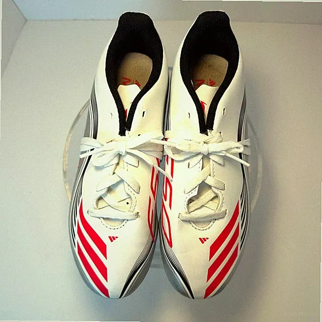 Adidas Messi F50 Kids Soccer Cleats White Silver Red Firm Ground Athletic Shoes