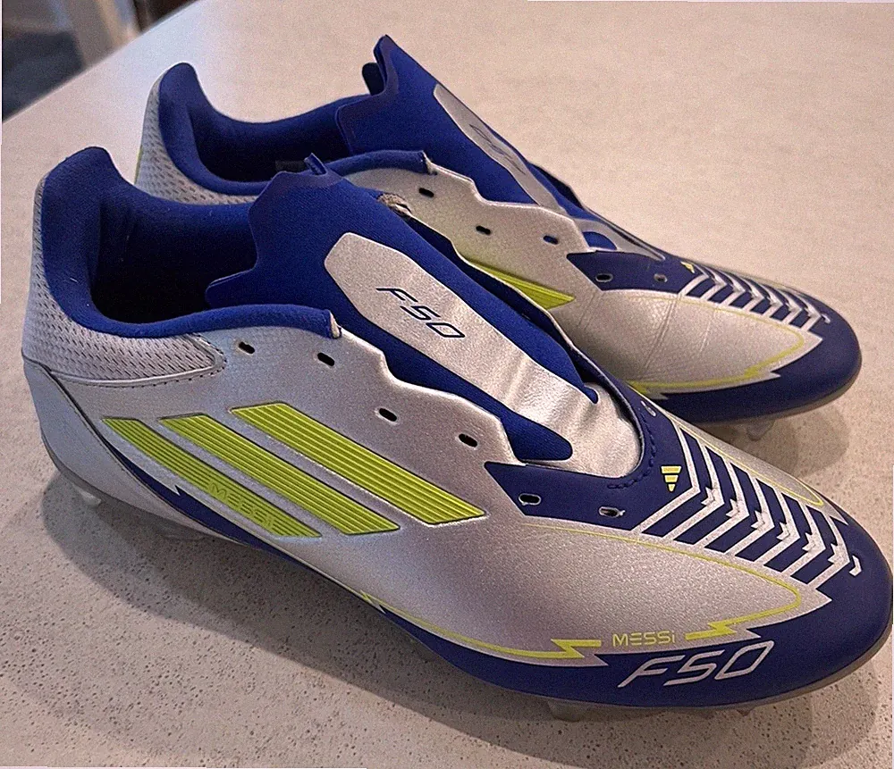 adidas Messi F50 League FG MG Silver Yellow IH0918 Men’s US 5 Soccer Cleats