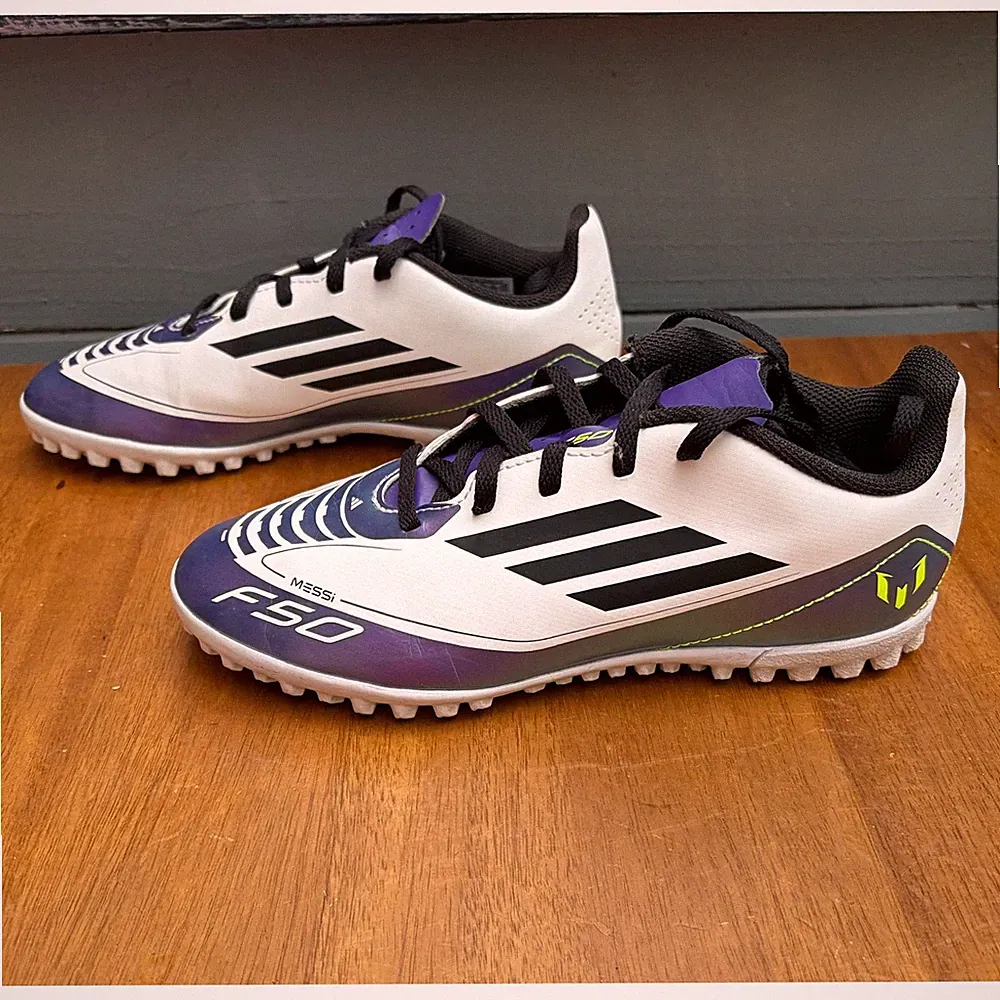 Adidas Messi F50 Turf Soccer Cleats White Purple Lime Size US 4 Youth