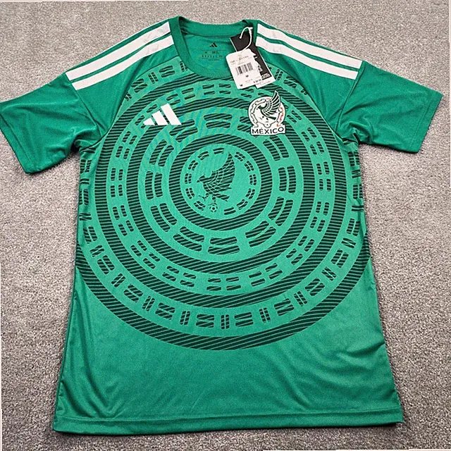 Adidas Mexico Soccer Jersey Mens Medium Green Aztec Graphic Slim Fit KA4005