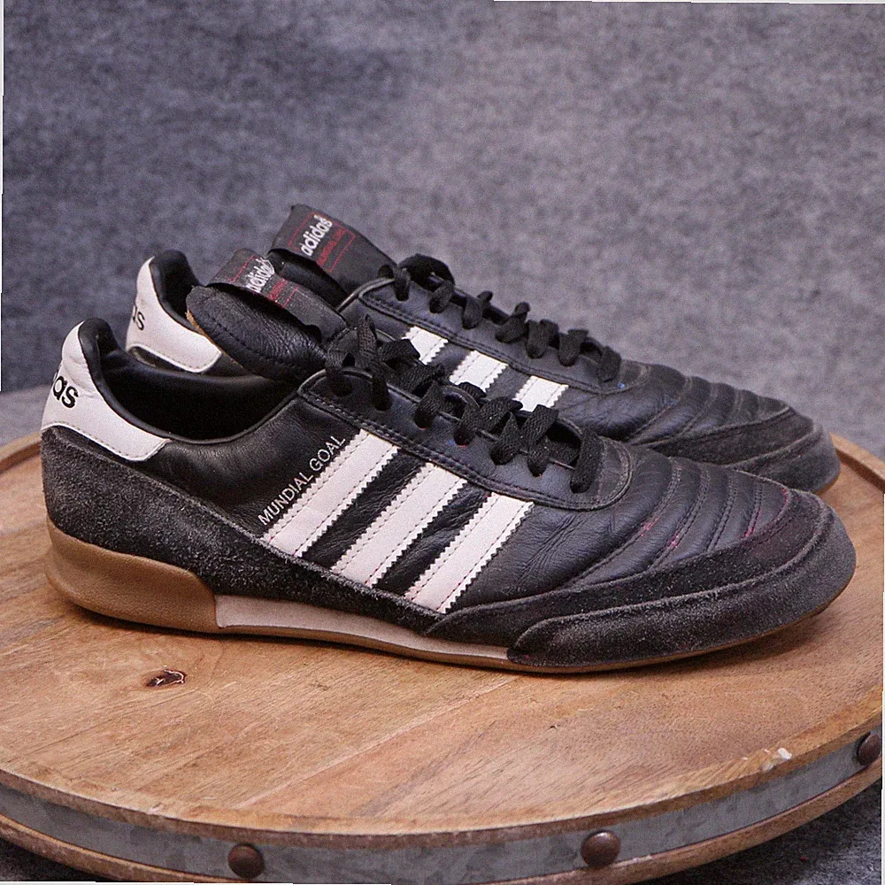 Adidas Mundial Goal Men's Size 9 Leather Indoor Soccer Suede Black White 019310