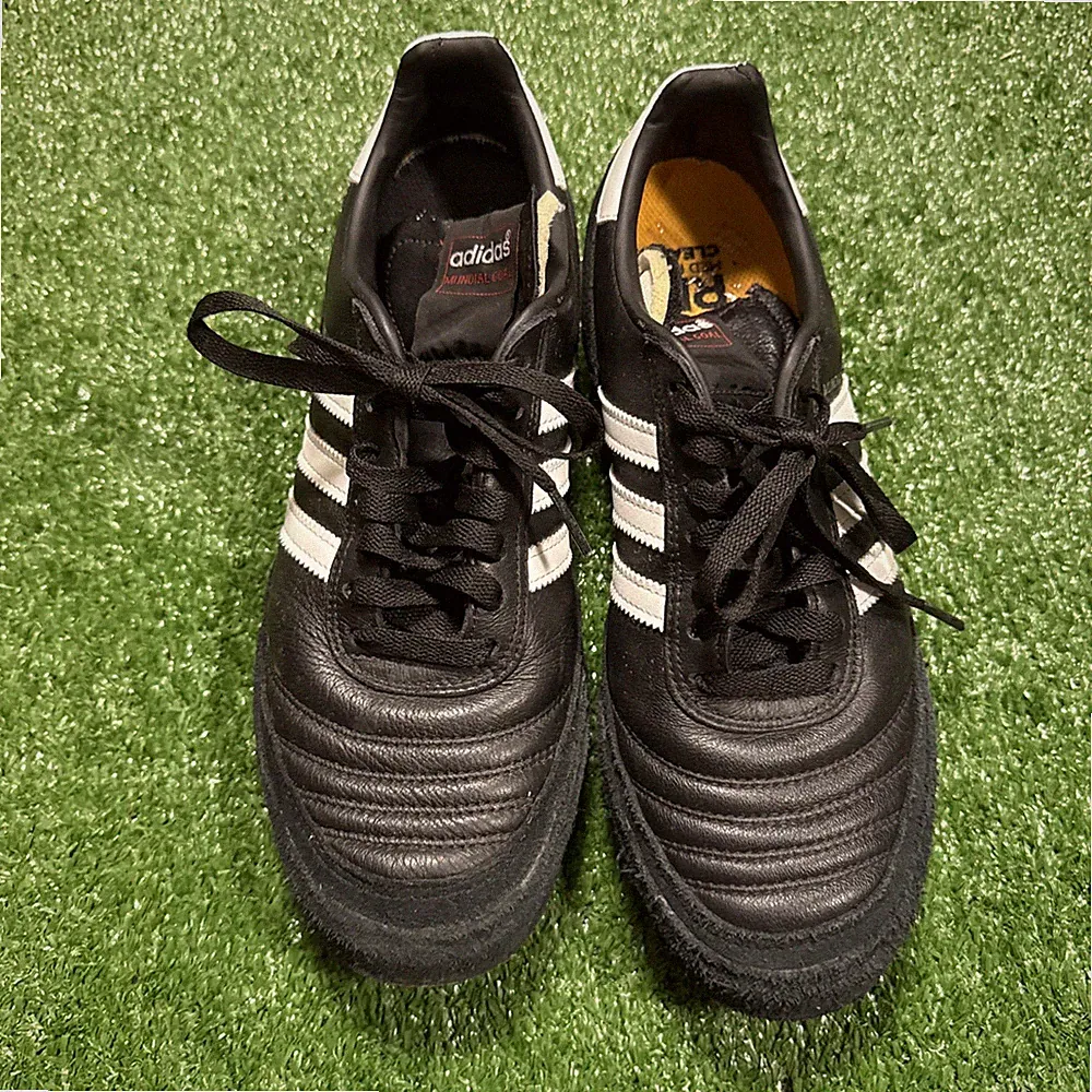Adidas Mundial Goal Men Size 7 Leather Indoor Soccer Suede Black White 019310