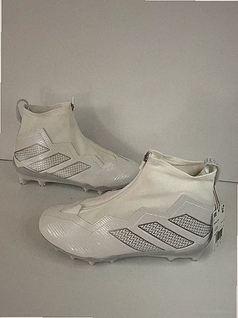 Adidas Nasty 2.0 Football Cleats Lacrosse High Zip White Silver Gx7962 Size 10.5