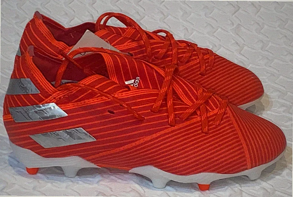 ADIDAS Nemeziz 19.1 FG Red Solar Red Silver Soccer Cleats Kids Boys Girls 10.5
