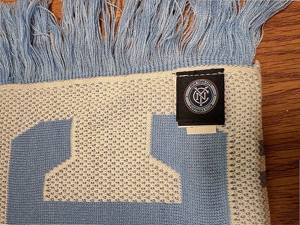 Adidas New York City FC NYCFC Soccer Knit Scarf Blue & White Fringe