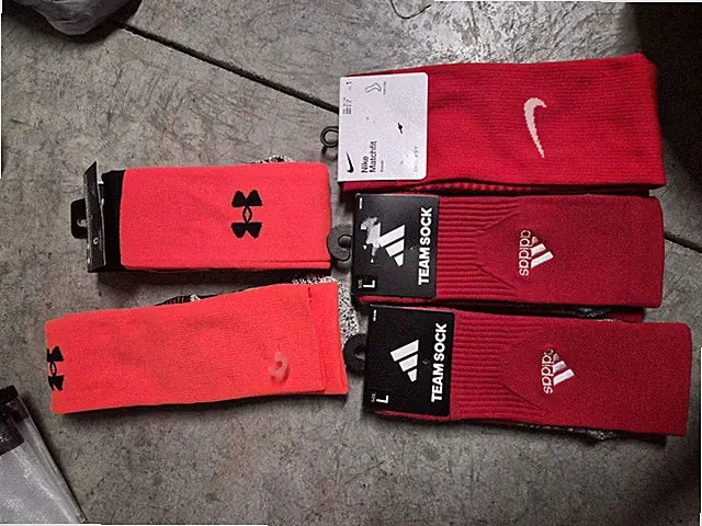 Adidas Nike Underarmour Soccer Socks Lot 5 Pairs Red NwT