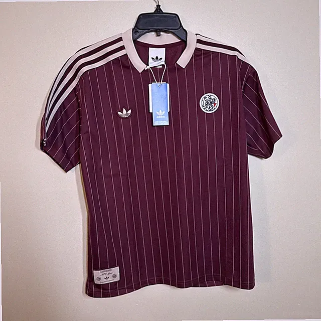 Adidas Originals Ajax Amsterdam Jersey Small Burgundy Pinstripe Soccer NWT