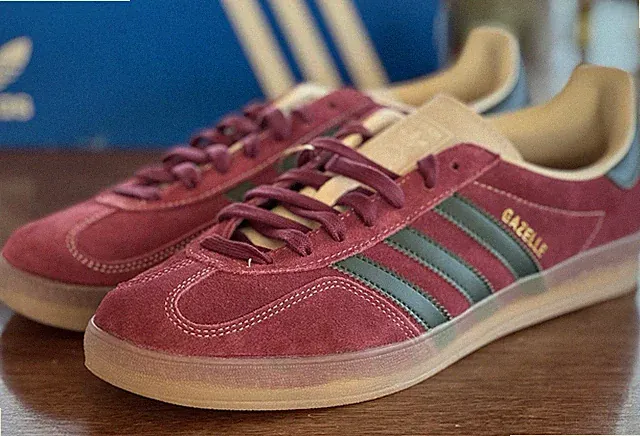 adidas Originals Gazelle Indoor Mens Burgundy Shadow Green Multiple Sizes New