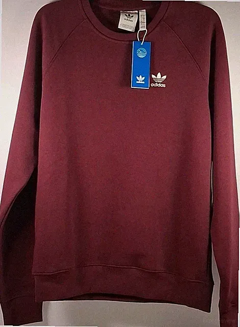 adidas Originals II5793 Mens Small Trefoil Essentials Crew Neck, Maroon