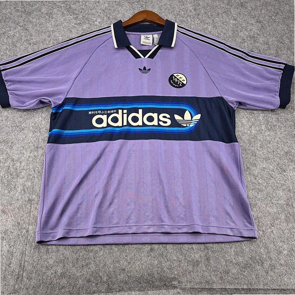 Adidas Originals Mens Purple Retro 1972 Soccer Jersey Trefoil Shirt Size Medium