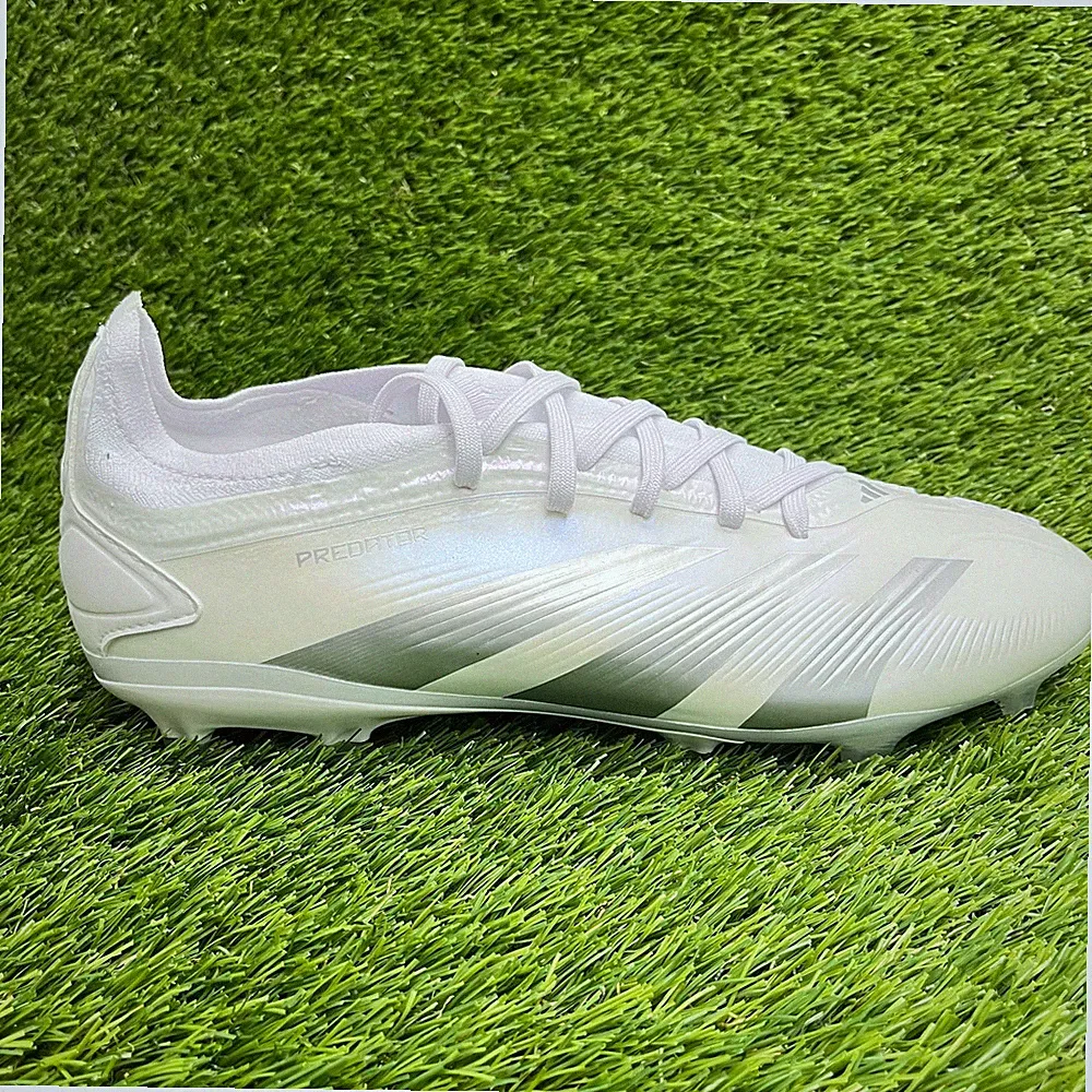 Adidas Predator 24 Pro FG Mens Size 9.5 Cloud White Silver Running Soccer Cleats