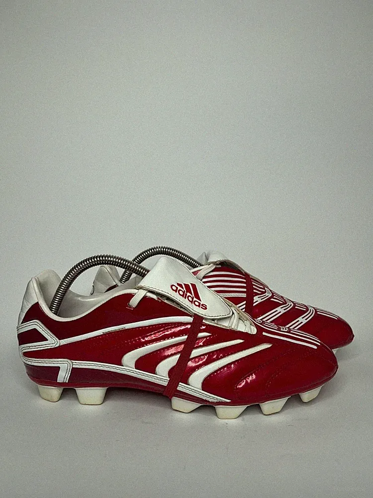 adidas Predator Absolute FG Red White Vintage Soccer Cleats US 10 UK 9.5 EU 44