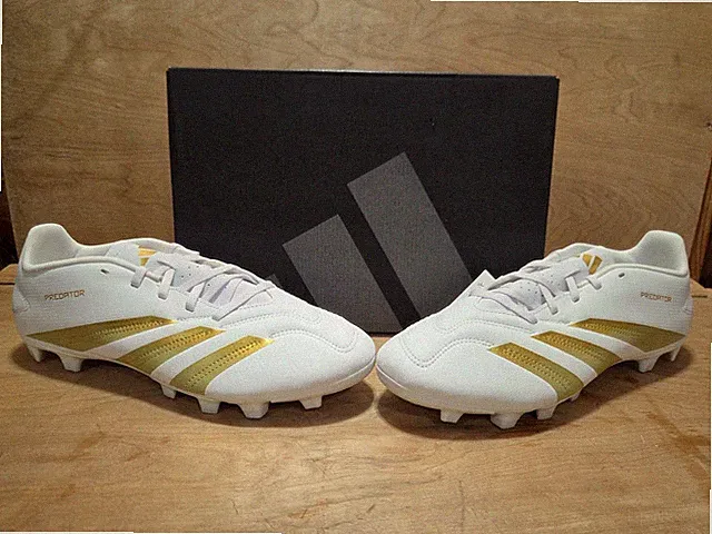 adidas predator club fxg soccer cleats white/gold size 11 mens
