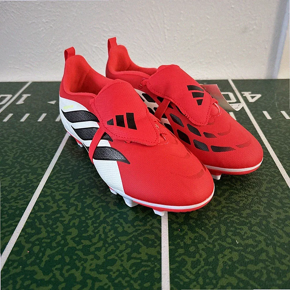 adidas Predator Club Kids Junior FG/MG Soccer Cleats Red White JS0352 Size 4
