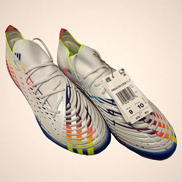 Adidas Predator Edge .1 L FG Men's Cleats Size 9 White Yellow Blue Soccer GW1022