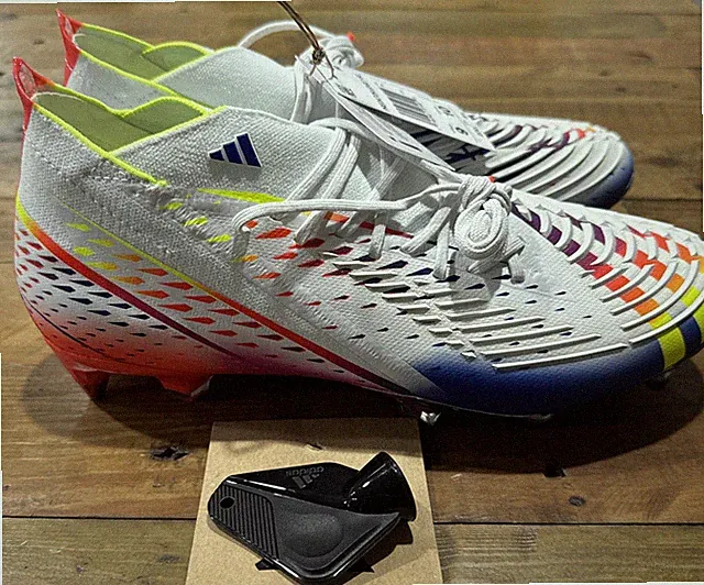 Adidas Predator Edge.1 SG Al Rihla White Yellow Blue Cleats GW1021 Mens 10