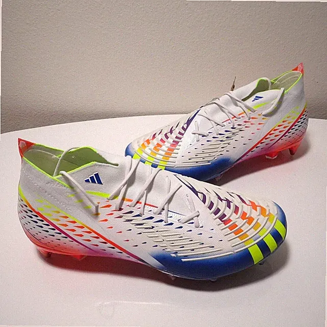 Adidas Predator Edge.1 SG Al Rihla White Yellow Blue Cleats GW1021 mens 12.5