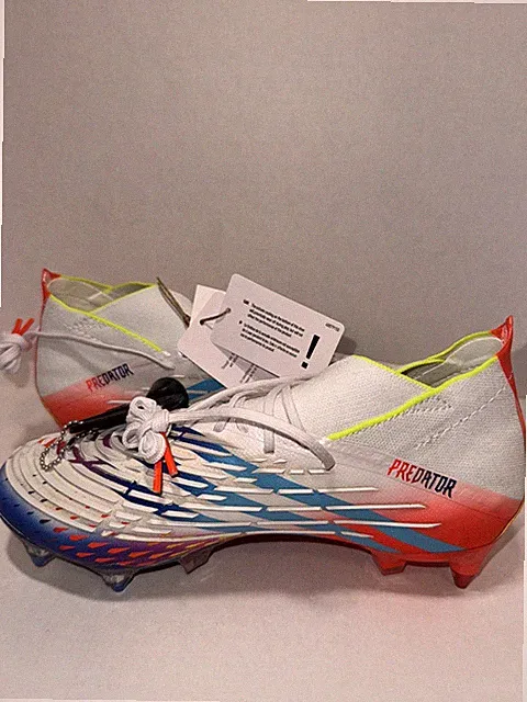 Adidas Predator Edge.1 SG Al Rihla White Yellow Blue Cleats GW1021 Mens 7 /Wm 8