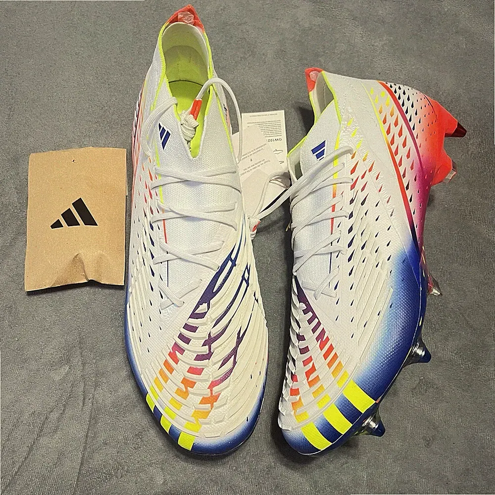 Adidas Predator Edge.1 SG Al Rihla White Yellow Blue Cleats GW1021 Size 11 Metal