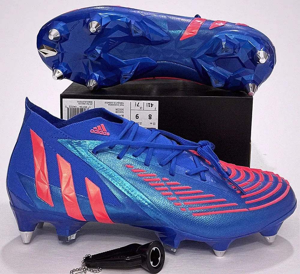 Adidas Predator Edge.1 SG Soccer Cleats Blue Red HO2965 Mens 6.5 - 10.5