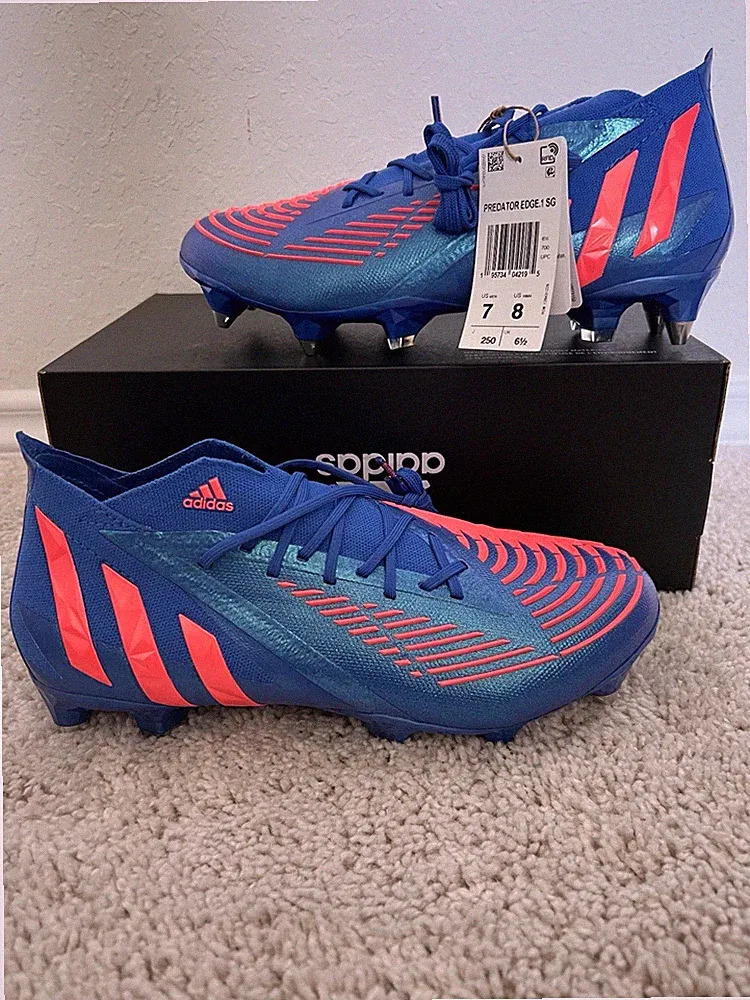 Adidas Predator Edge .1 SG Soft Ground Soccer Cleats Men's Size 7 Blue H02965