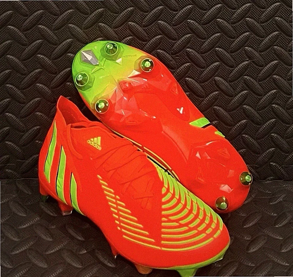Adidas Predator Edge.1 SG Solar Red Green Soccer Cleats Mens Size 4 Womens Sz 5