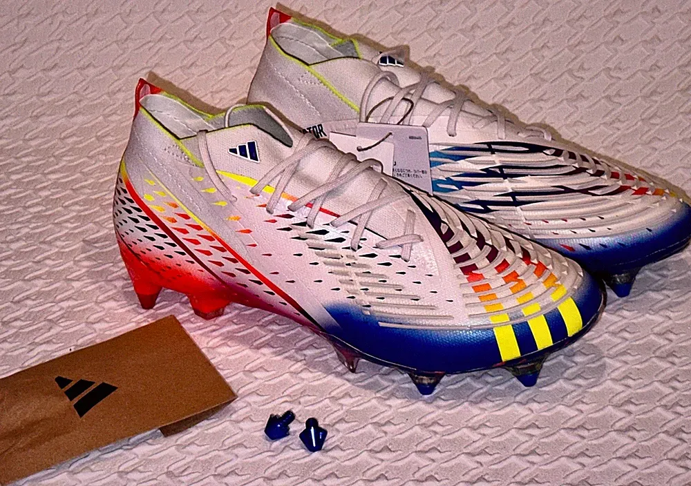 ADIDAS Predator Edge.1 SG White Blue Red Purple Soccer Cleats Boots Mens Sz 8