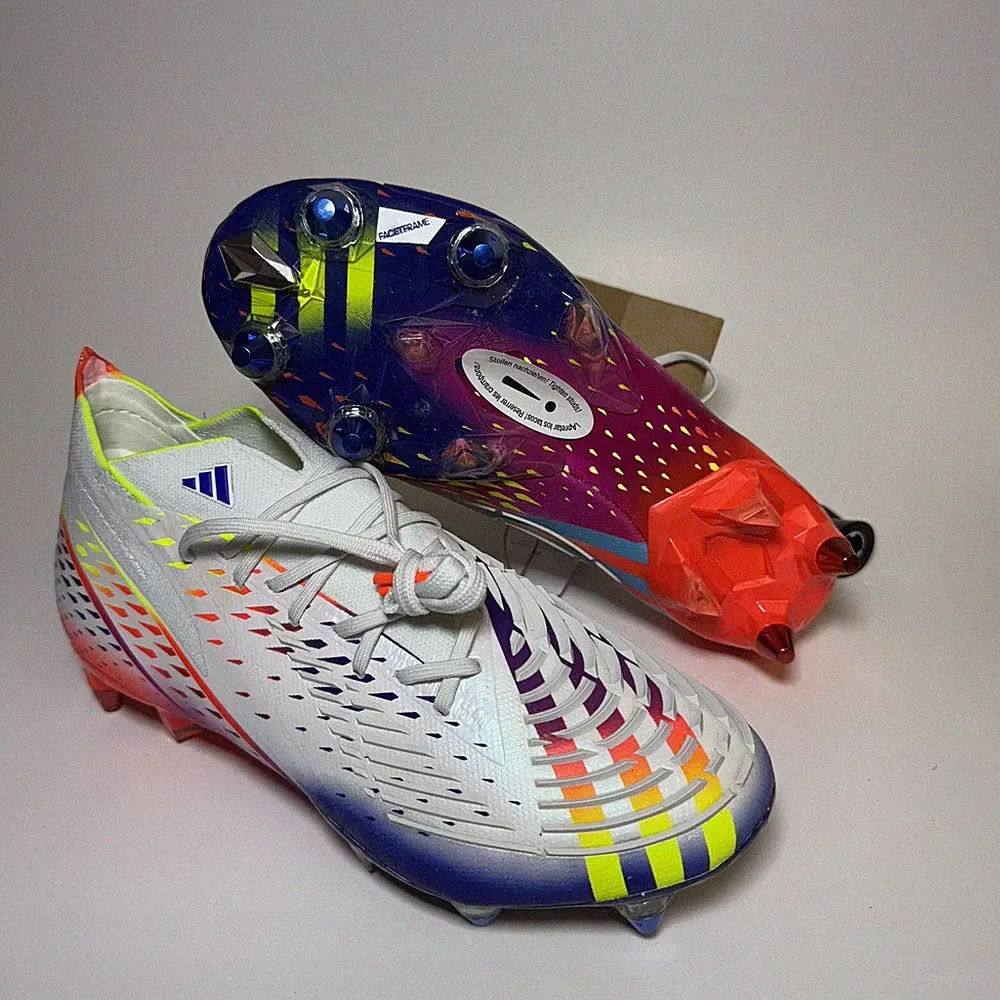 Adidas Predator Edge.1 SG White Blue Soccer Cleats Men's 5.5 Women’s 6.5 GW1021
