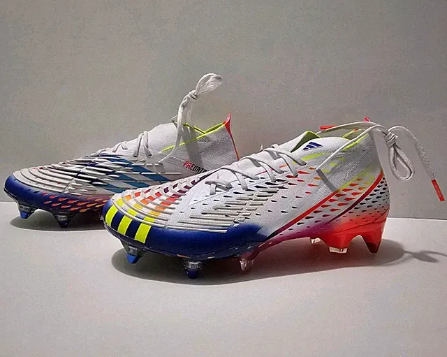 Adidas Predator Edge.1 SG White Yellow Blue Men's Soccer Cleats Sz 5.5 (GW1021)