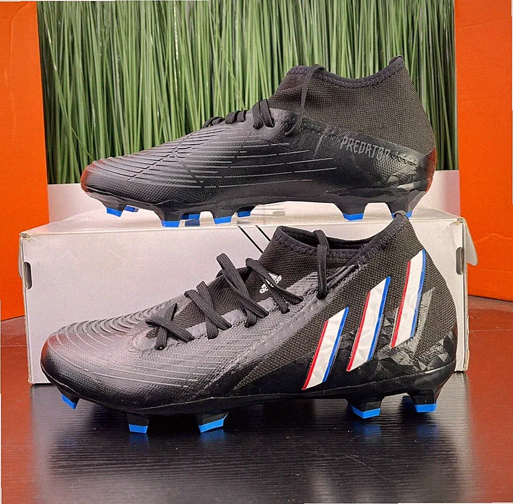Adidas Predator Edge .3 FG Black Blue Mens Soccer Cleats GV9856 Size 11