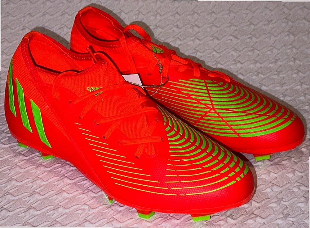 ADIDAS Predator Edge.3 FG Solar Red Green Soccer Cleats Men Boys Girls Sz 6