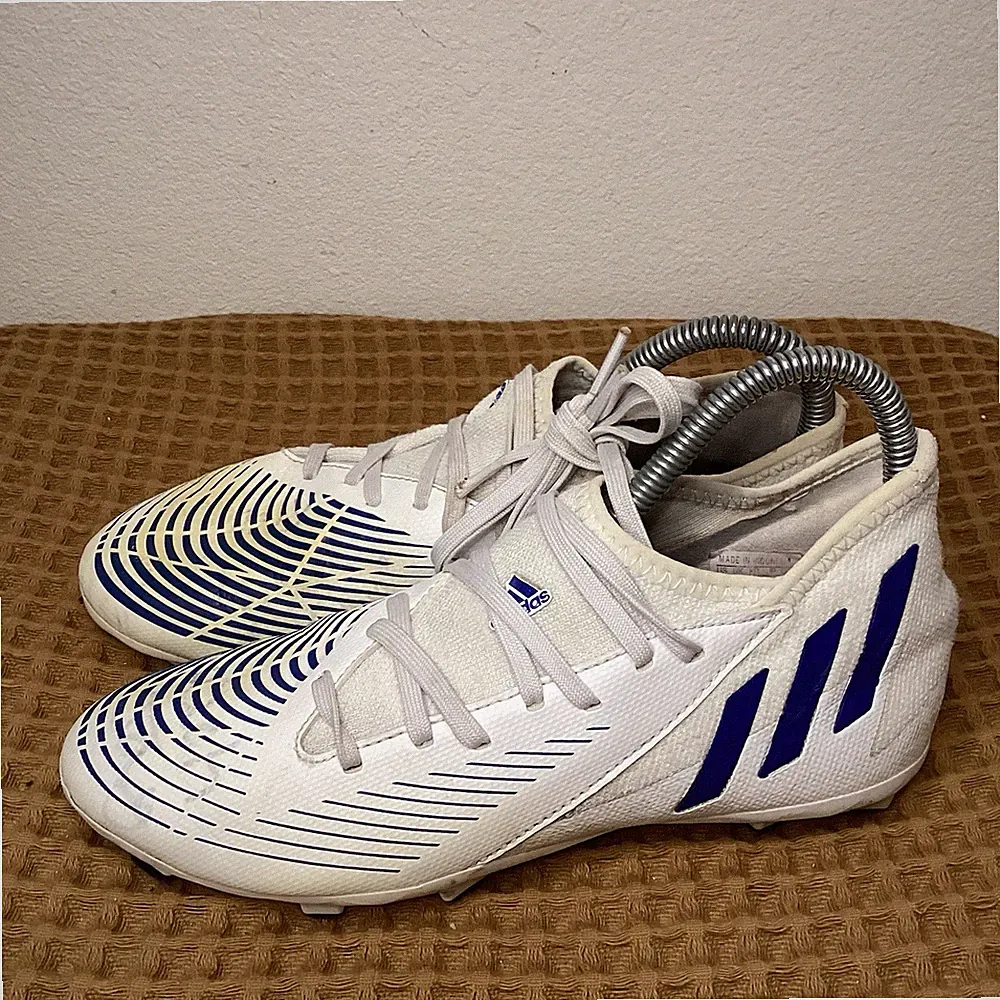 ADIDAS Predator Edge.3 FG Youth Sz 4.5 White Blue Soccer Cleats Men Boys Girls