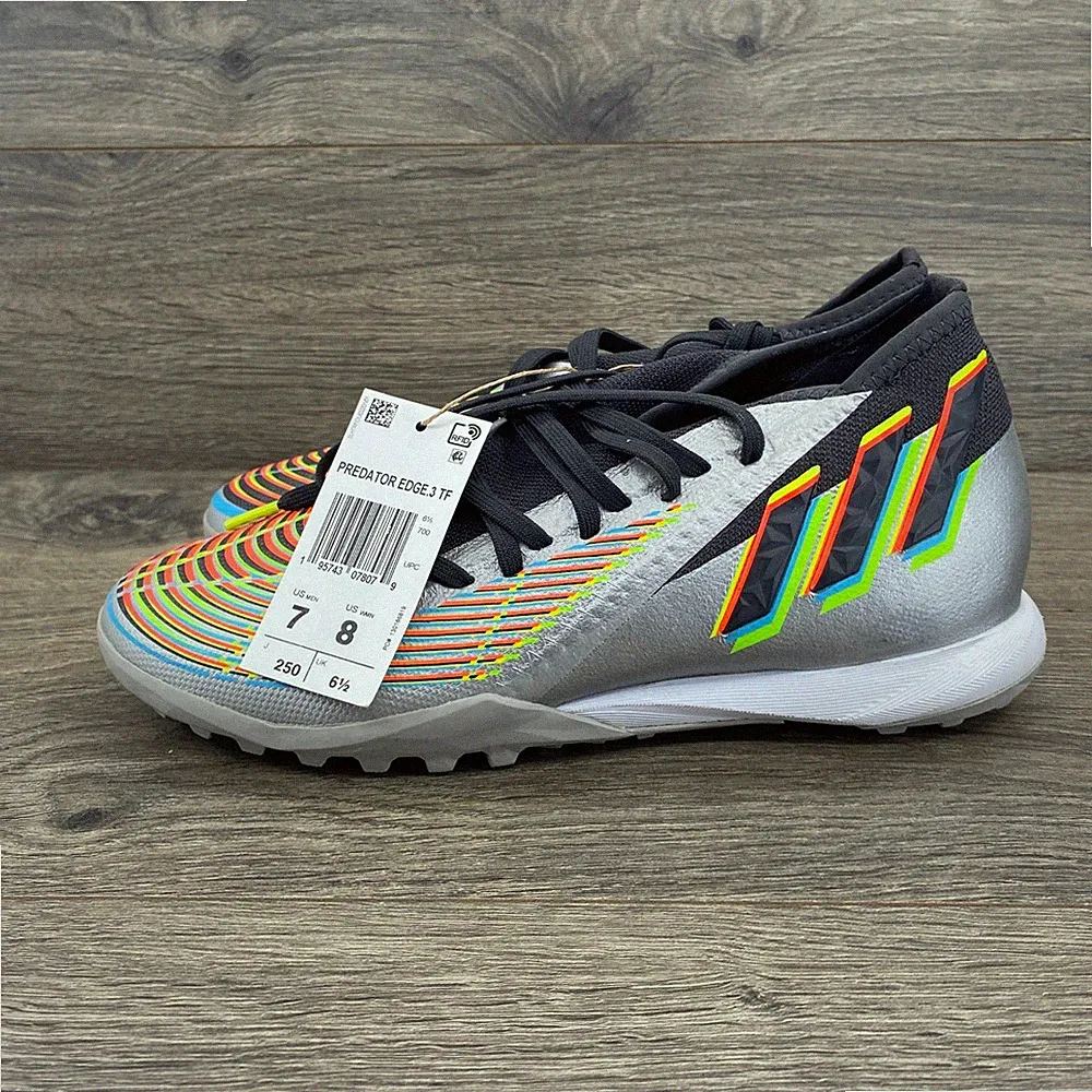 Adidas Predator Edge.3 TF Soccer Cleats Men 7 Silver Multi Color HR1533 Turf