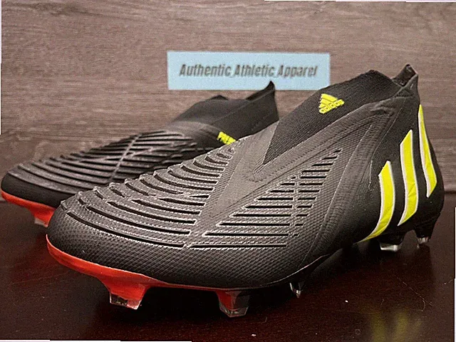 Adidas Predator Edge+ FG Black Yellow Red Soccer Cleats Men's Size 9 GW1043 NEW