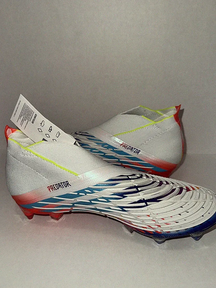 Adidas Predator Edge+ Primeknit SG Rainbow White Soccer Cleats Size 8 GW1035