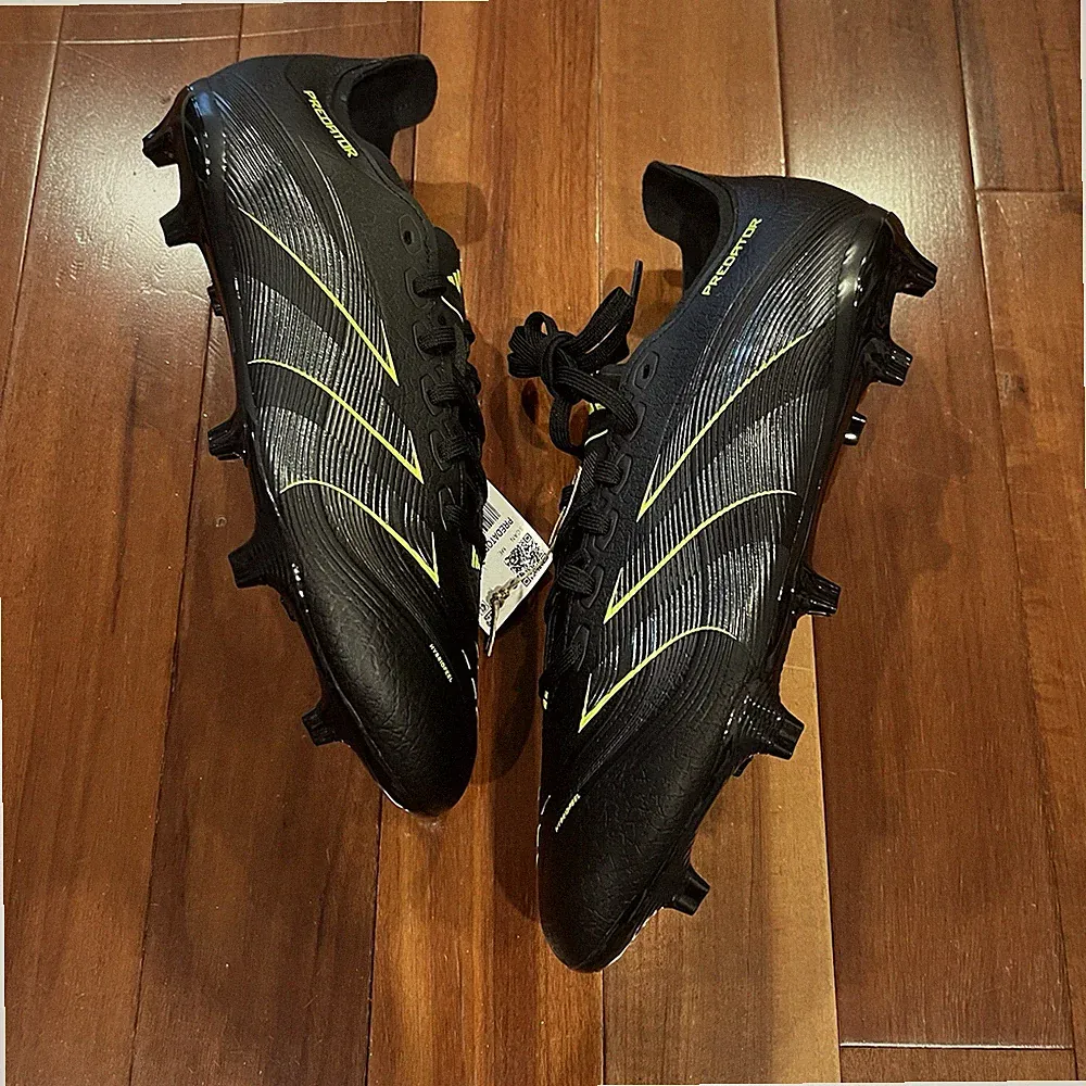 Adidas Predator Elite FG Soccer Cleats Mens 8.5 Black Yellow Firm Ground JI1085
