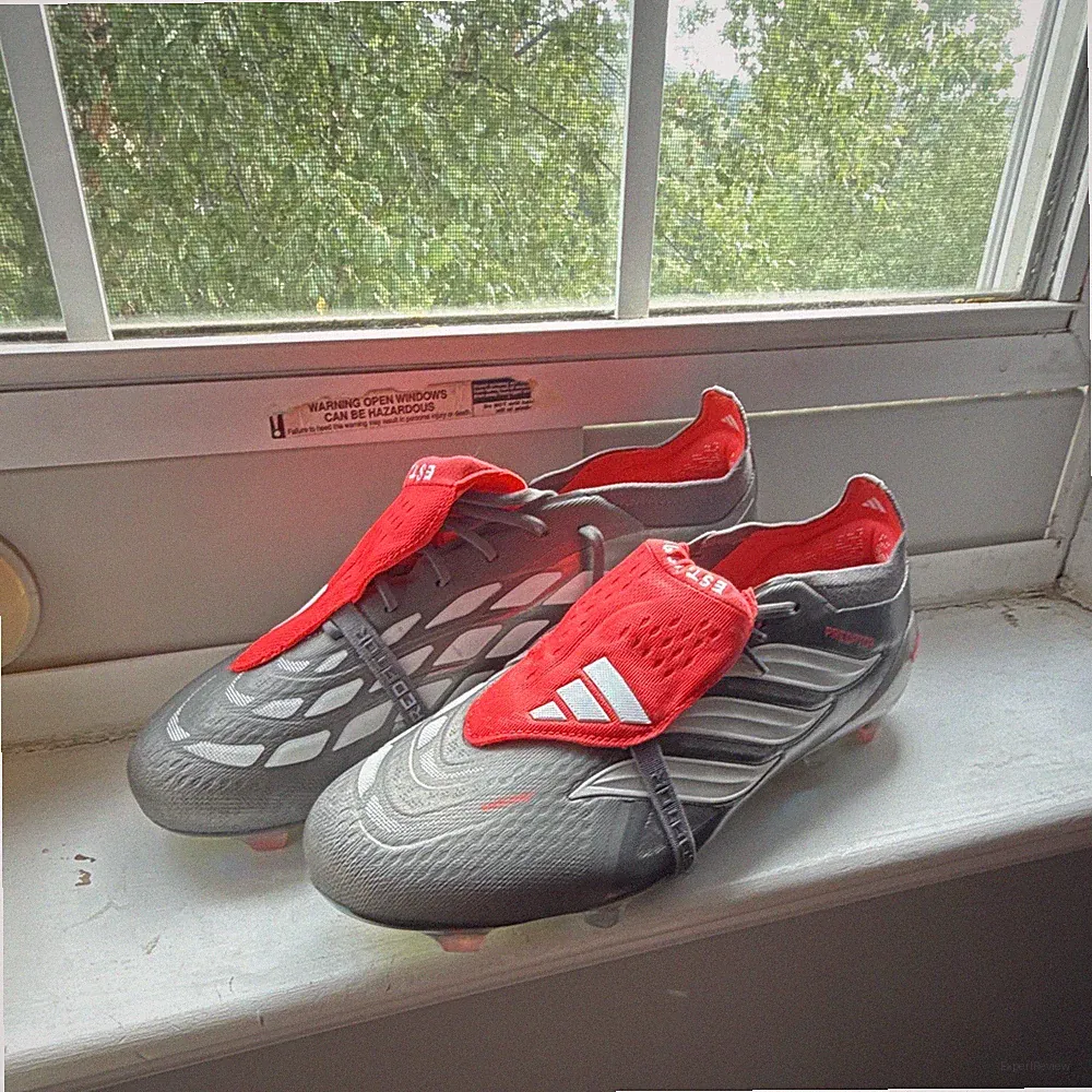 adidas Predator Elite FT FG Soccer Cleats Gray/Red Firm Ground Football Boots