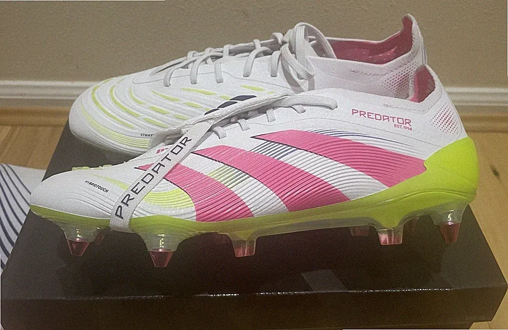 Adidas Predator Elite FT SG White Pink Soft Ground Soccer Cleats ID8942 Size 7.5