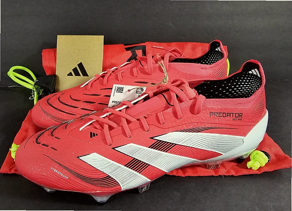 Adidas Predator Elite SG Soccer Cleats Soft Ground Red White Black ID3853 Size 8
